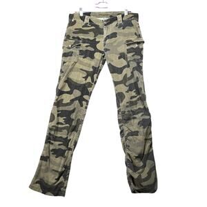 Camo Cargo Pants Womens Size 9 Green Camouflage Flare Leg Y2K Utility Style